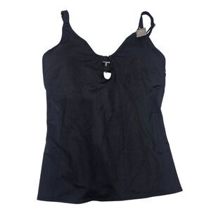 Womens Black Marika XL Tankini Swim Top Removable Cup Pads Adjustable Straps Key